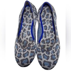 ROTHYS RARE RETIRED Leopard Print The Flat Size 7 Gray Blue Cheetah Luxury NWOT